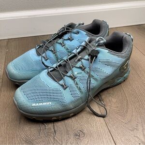Mammut T Aegility Low Hiking Sneakers Blue Gray Elastic Drawcord Size 7.5 Women